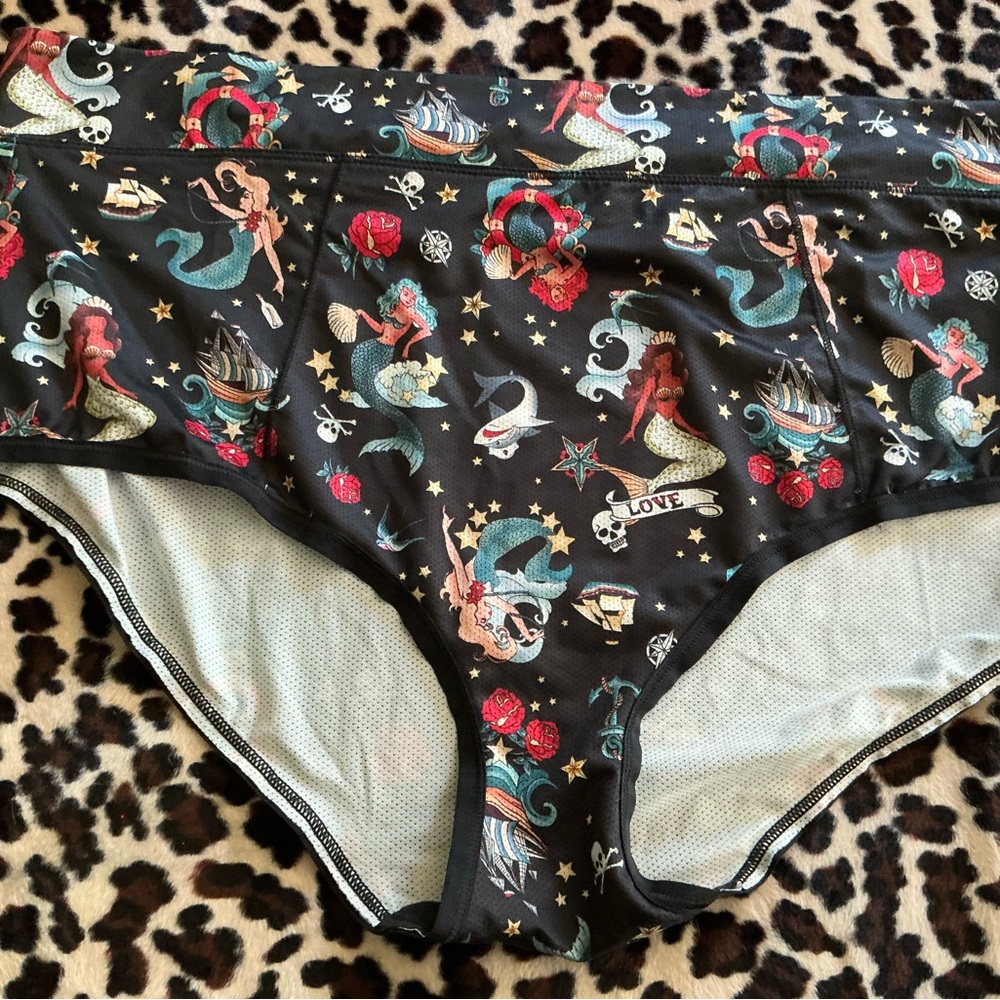 Torrid Second Skin Mermaid Tattoo Print Full Brief 3 22/24 NWT
